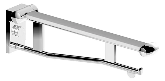 Plan Care Stützklappgriff WC abnehmbar mit Toilettenpapierhalter 700 mm silber-eloxiert/schwarzgrau