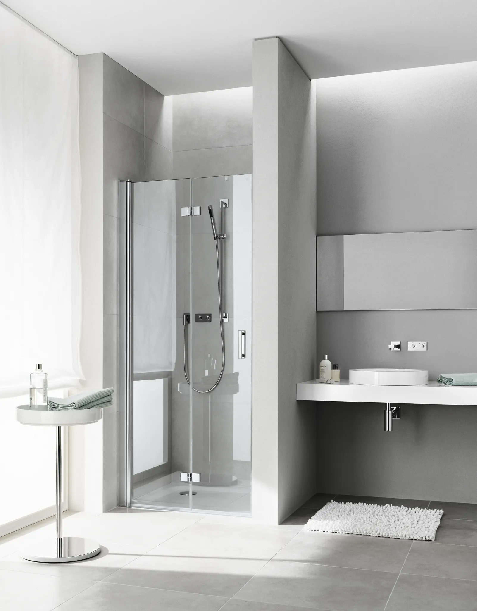 Kermi Pendel-Falttür links „Diga“ Glas Klar, Falttür BV: 683 - 708 mm WE: 683 - 708 mm H: 1850 mm