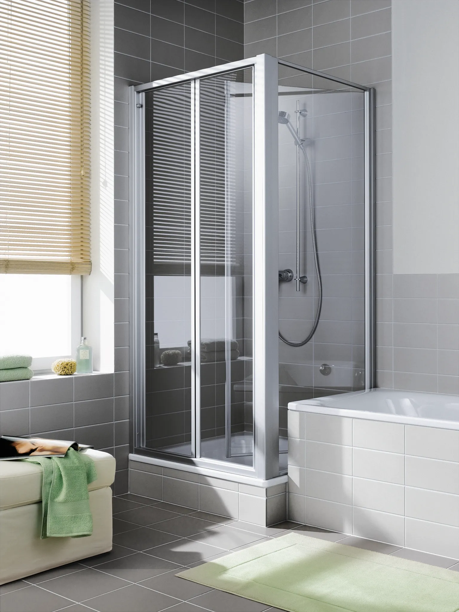 Kermi bewegliche Seitenwand Seitenwand beweglich für Ecke „IBIZA 2000“ 185 cm Glas Klar, Profile Silber Mattglanz