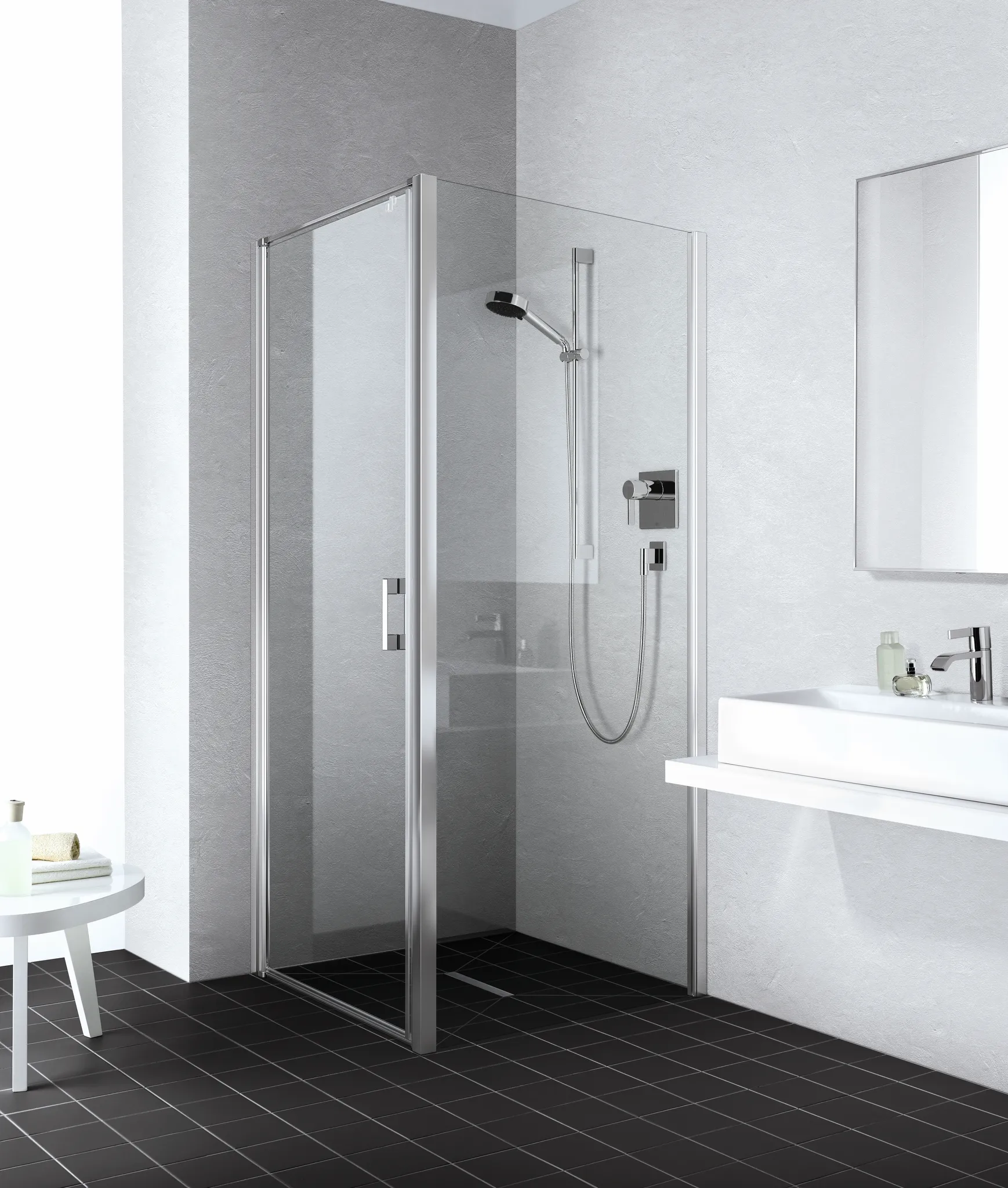 Seitenwand Seitenwand, für Ecke „LIGA“ Glas Klar, Profile Silber Mattglanz, BV: 675 - 700 mm GAK: 660 - 685 mm WE: 685 - 710 mm H: 1850 mm