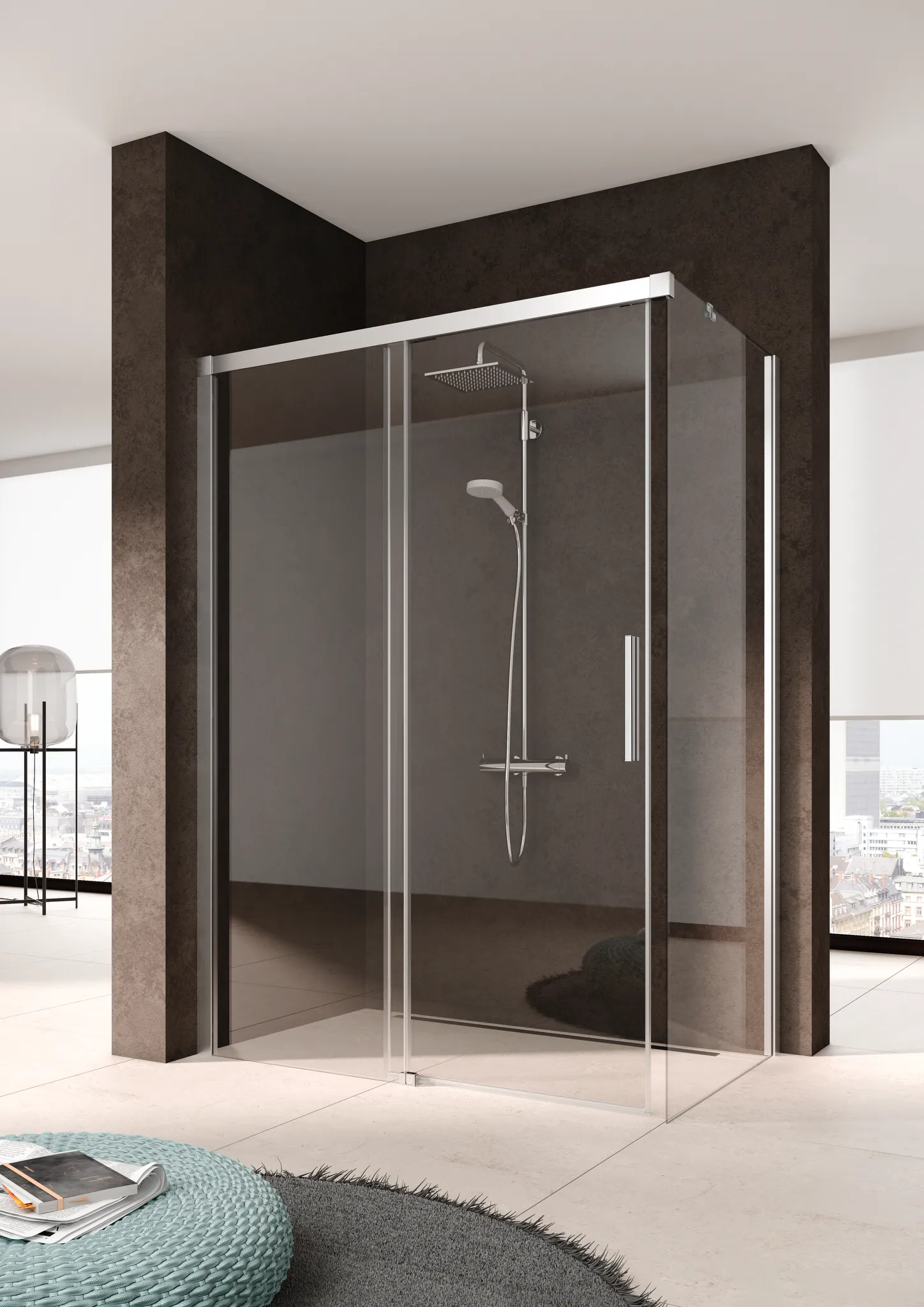 Kermi Seitenwand Seitenwand links für Ecke „NICA“ Glas Klar, Profile Silber Hochglanz, BV: 725 - 750 mm GAK: 720 - 745 mm WE: 735 - 760 mm H: 1850 mm