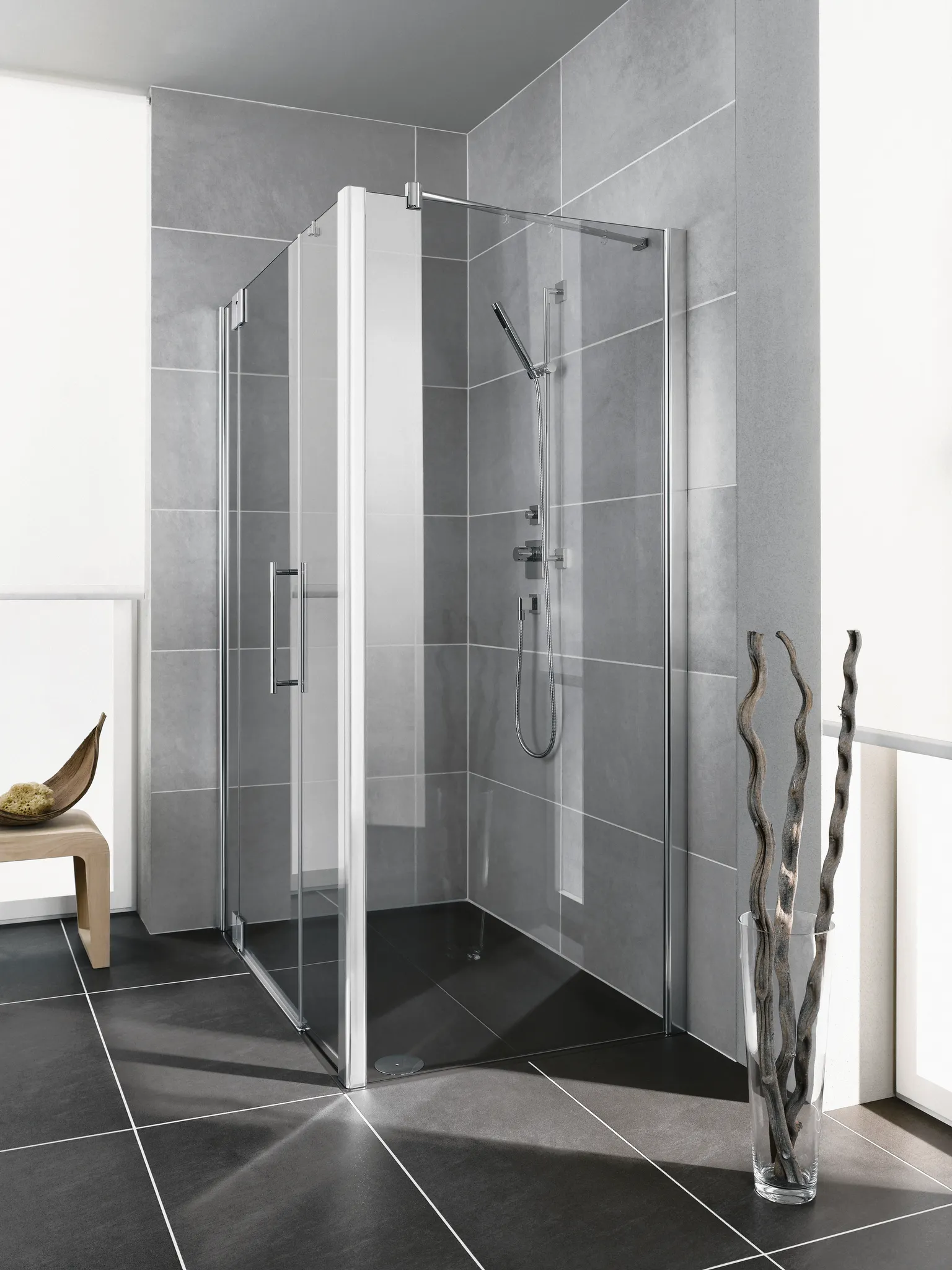 Kermi Seitenwand für Ecke „PASA XP“ Glas Klar, Profile Silber Mattglanz, BV: 770 - 800 mm GAK: 755 - 785 mm WE: 780 - 810 mm H: 1850 mm