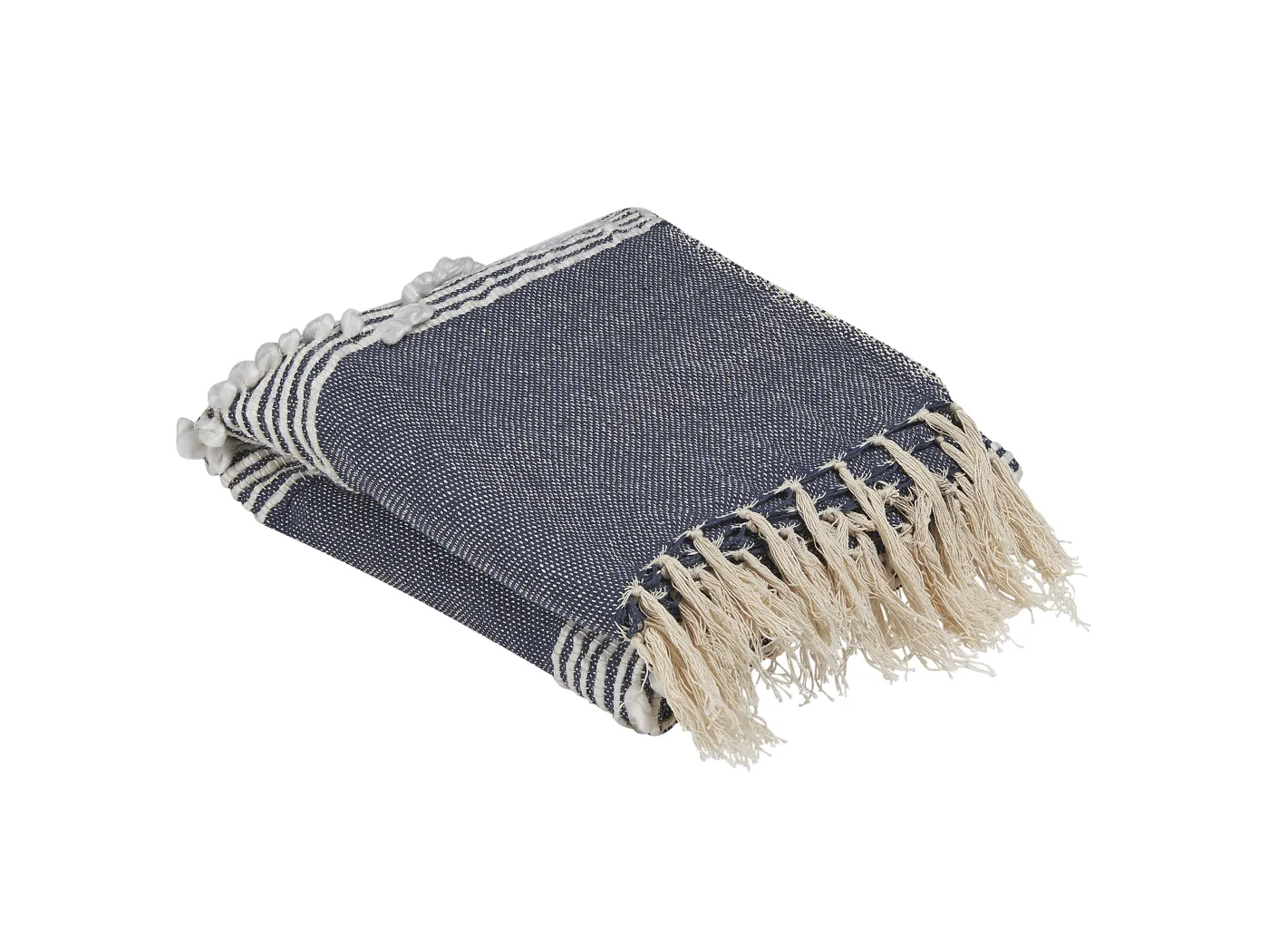 Decke dunkelblau 130 x 155 cm Acryl Baumwolle Boho Nemli