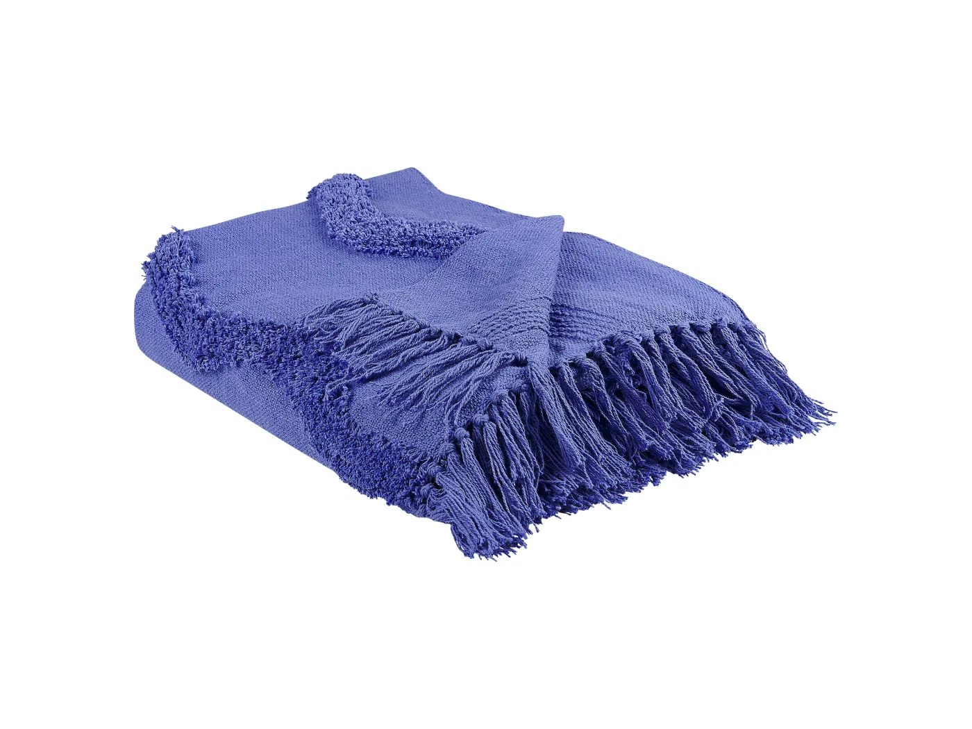 Decke Baumwolle violett 125 x 150 cm mit Fransen Wohndecke Überwurf Modern Khari