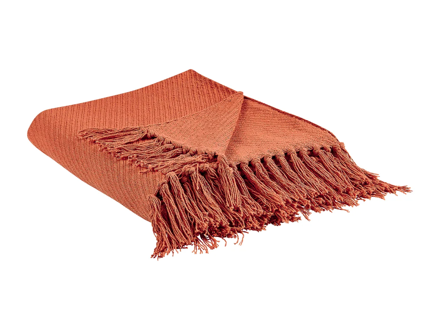 Decke Baumwolle rot 125 x 150 cm mit Fransen Wohndecke Überwurf Klassisch Yarsa