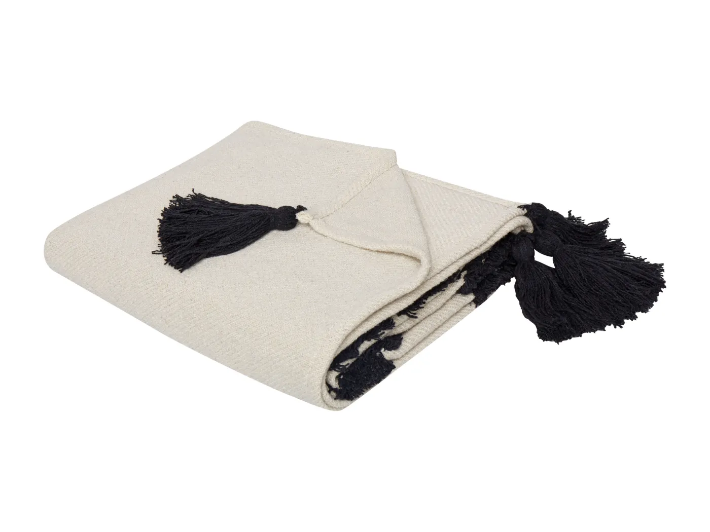 Decke Baumwolle schwarz / weiß 125 x 150 cm mit Augenmotiv Quasten Modern Sedio