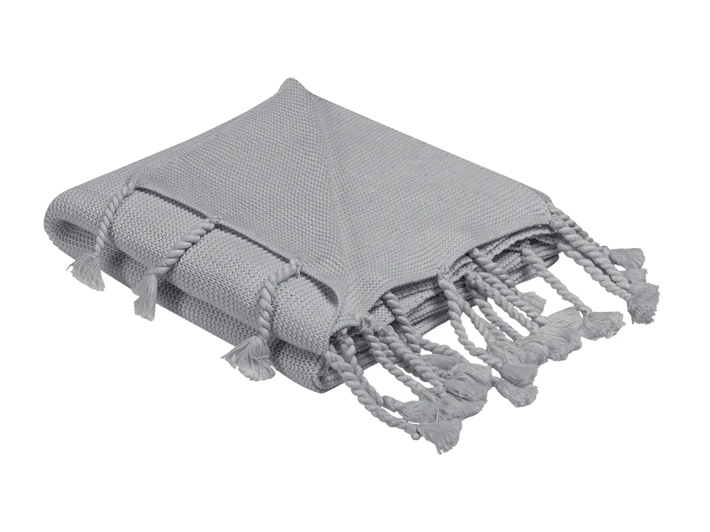 Baumwolledecke Kuscheldecke 125 x 150 cm Fransen Tagesdecke hellgrau Nazilli