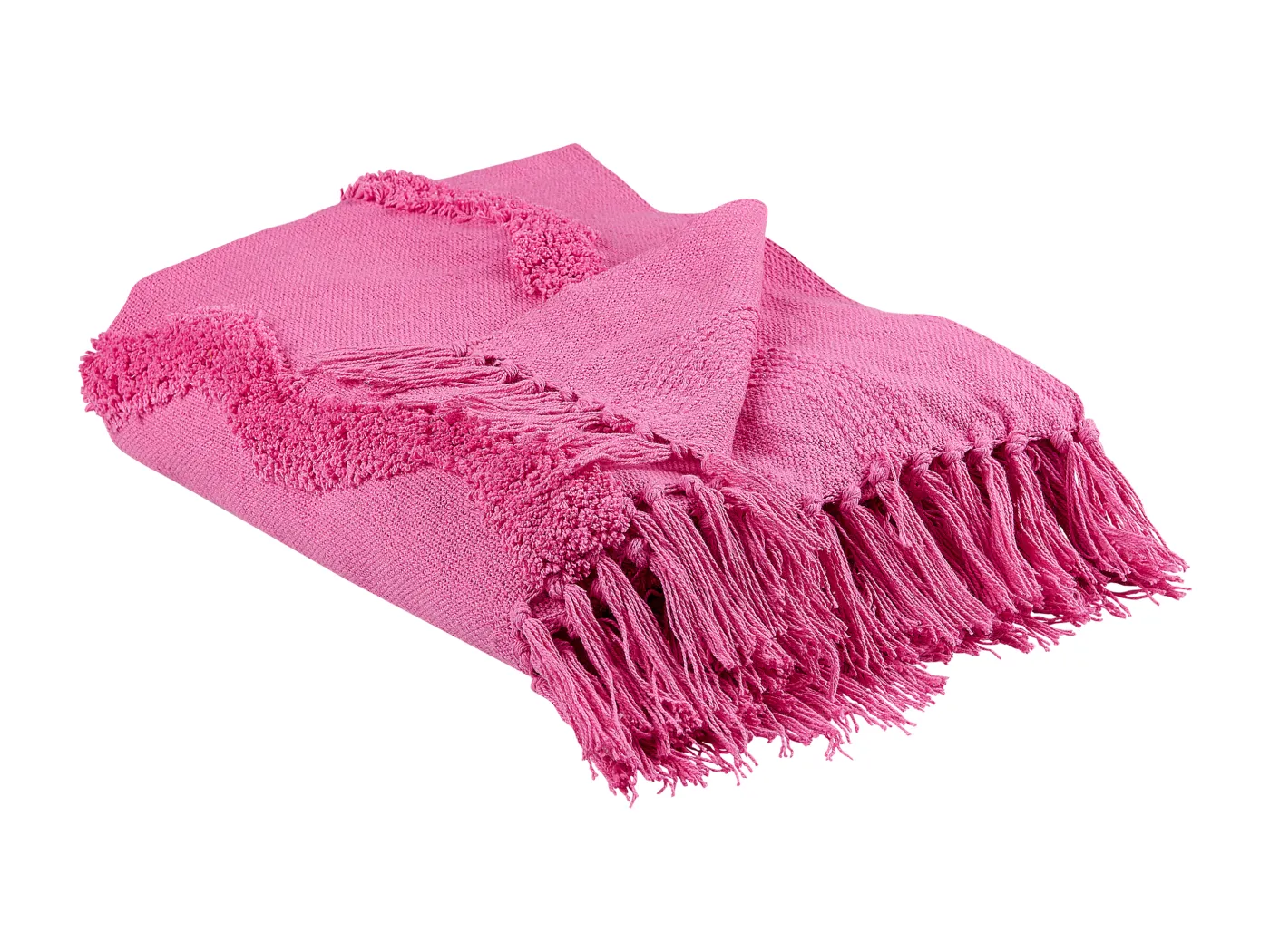 Decke Baumwolle rosa 125 x 150 cm mit Fransen Wohndecke Überwurf Modern Khari