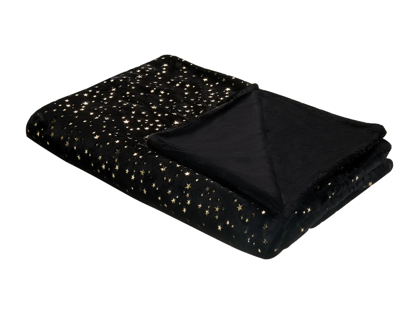 Bett Deko Decke Motiv Kuscheldecke schwarz mit Sternen gold 130x180 cm Alazeya