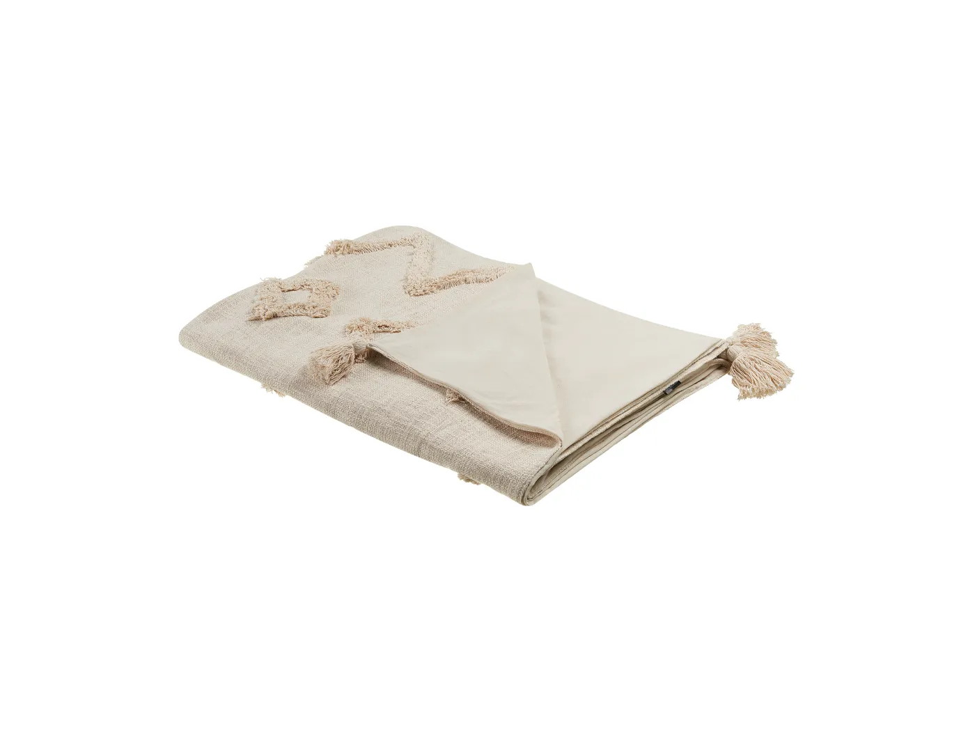 Kuscheldecke Baumwolle 130 x 180 cm geometrisches Muster beige Guna