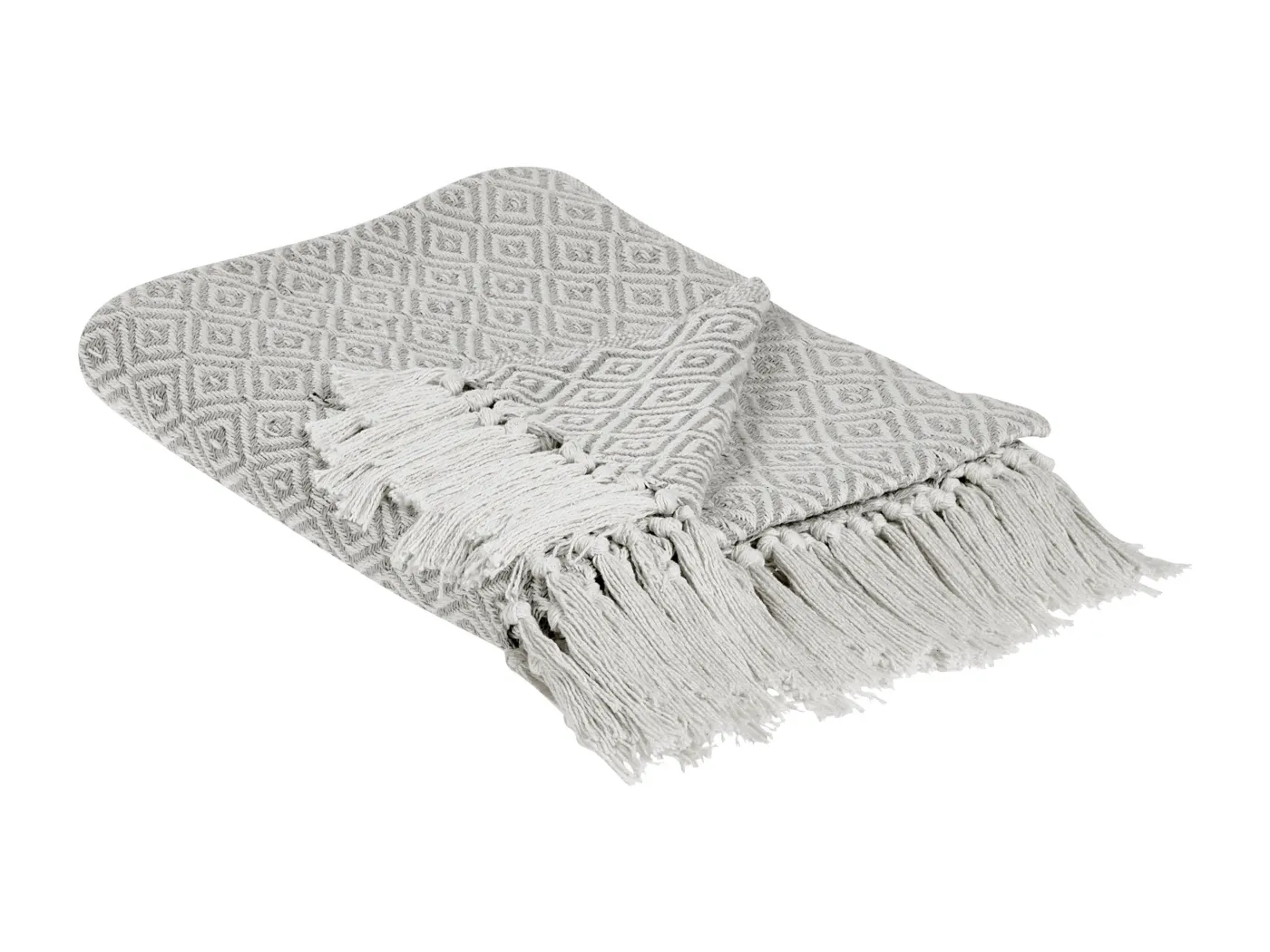 Decke Baumwolle taupe 125 x 150 cm mit Fransen Muster Modern Boho Mityal