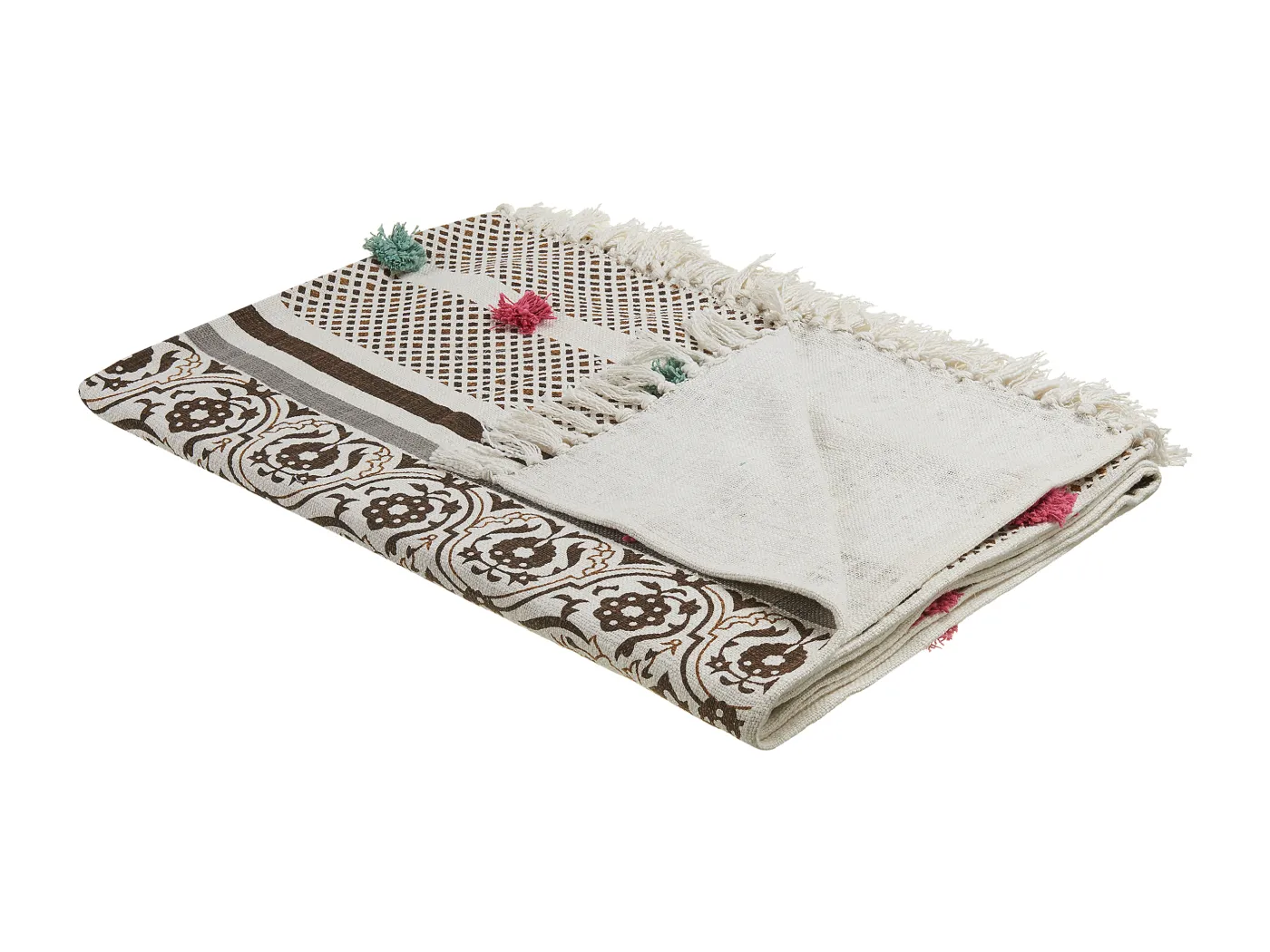 Kuscheldecke Baumwolle afrikanisches Muster 130 x 180 cm beige / braun Chinsurah