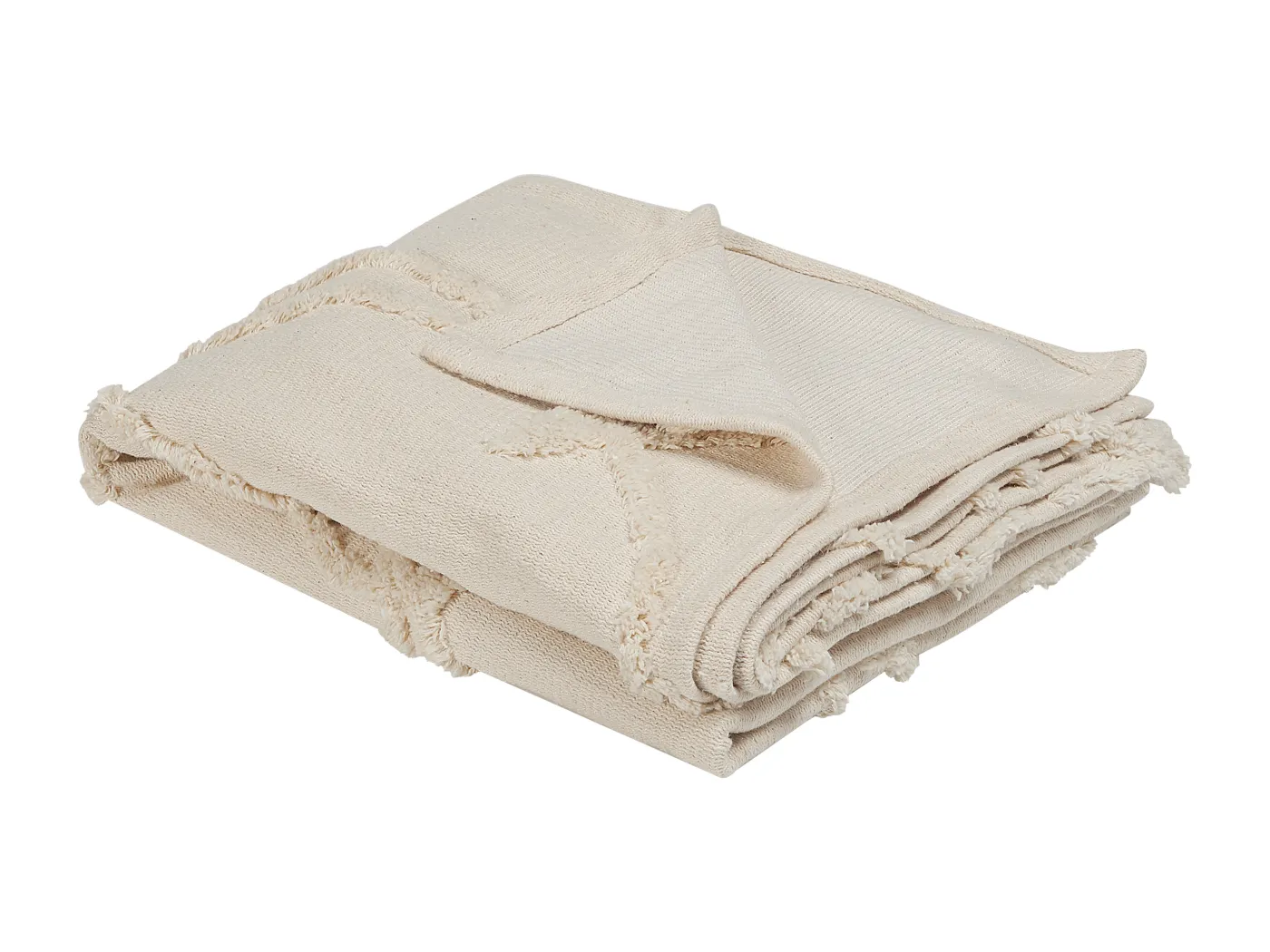 Decke beige aus Baumwolle mit strukturiertem Pflanzenmuster 130 x 160 cm Acacia