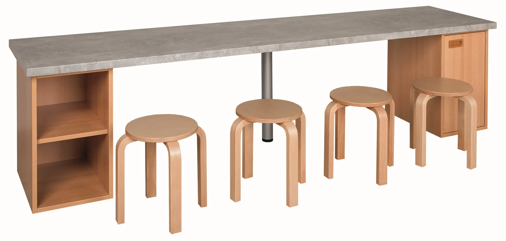 Bastelarbeitsplatz "produktiv" inkl. Unterbau, Breite 258 cm