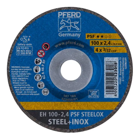 Pferd Trennscheiben Scheiben Eh 100 2,4 Psf Steelox/16,0 Stahlbearbeitung B-Ware