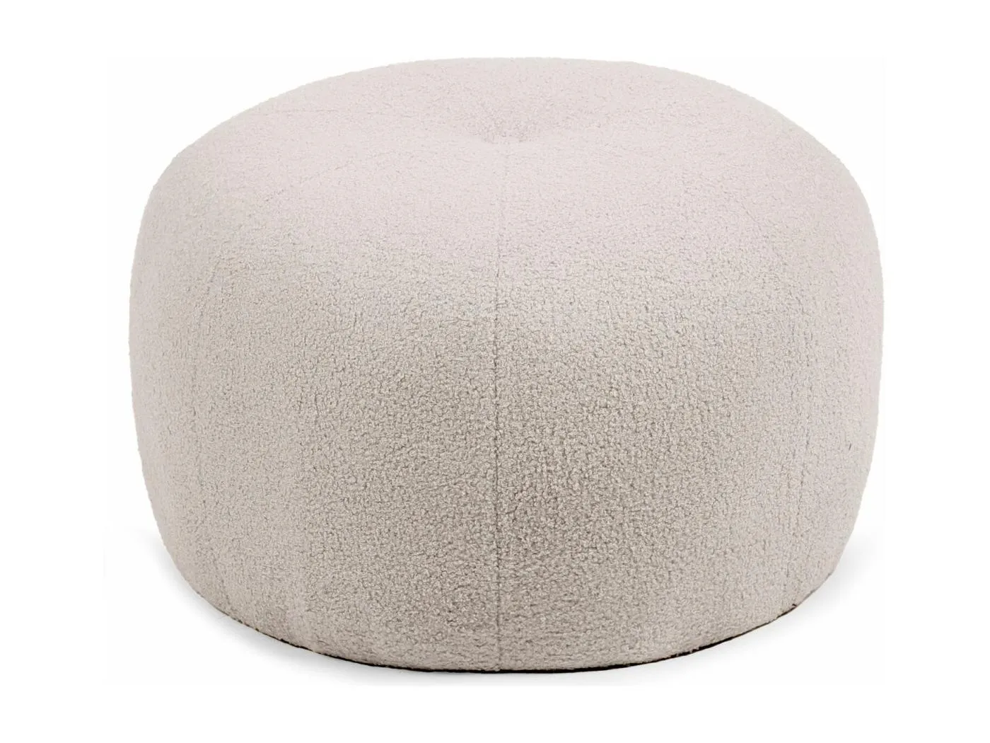 Pouf rond style cocooning Ø55cm Kapilou Tissu bouclette Beige
