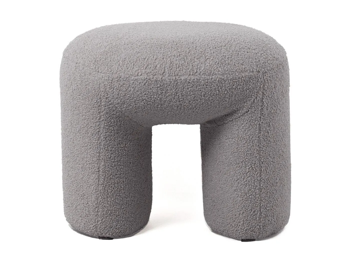 Pouf tendance Armania L46cm Tissu bouclette Gris