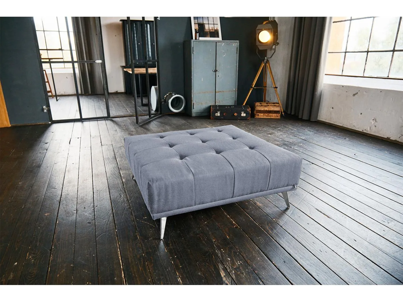 Hocker - Hellgrau Webstoff - WIOLO