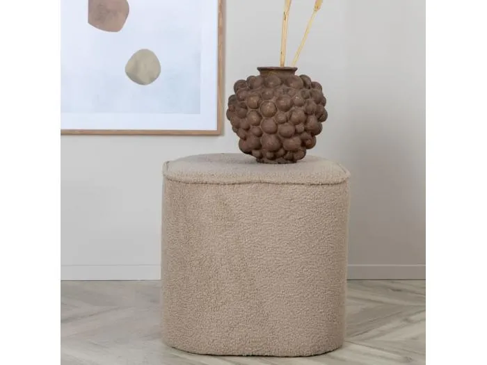 Piff Pouf, Hocker Ø44cm Teddystoff beige.