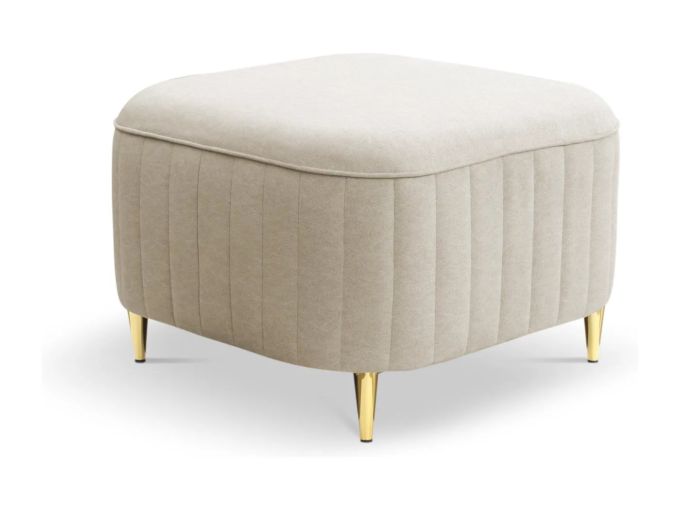 Pouf LAREN - Modernes Design, Metallfüße, hochwertige Polsterung, Sitzpouf, Fußstütze 60x60x41cm CREME
