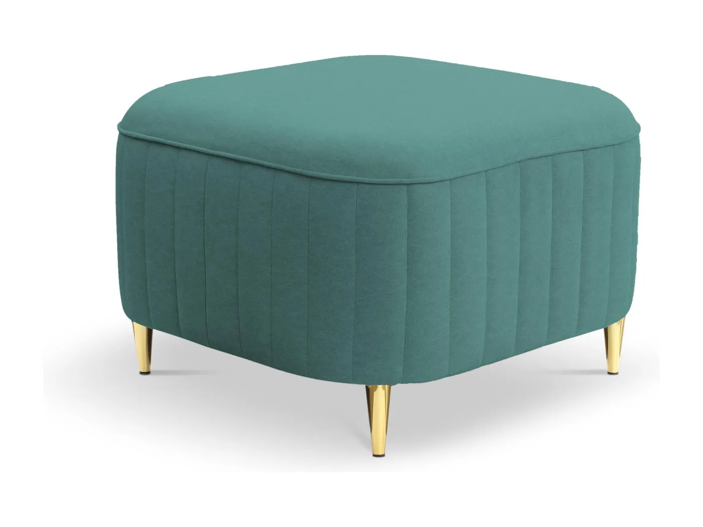 Pouf LAREN - Modernes Design, Metallfüße, hochwertige Polsterung, Sitzpouf, Fußstütze 60x60x41cm TÜRKIS