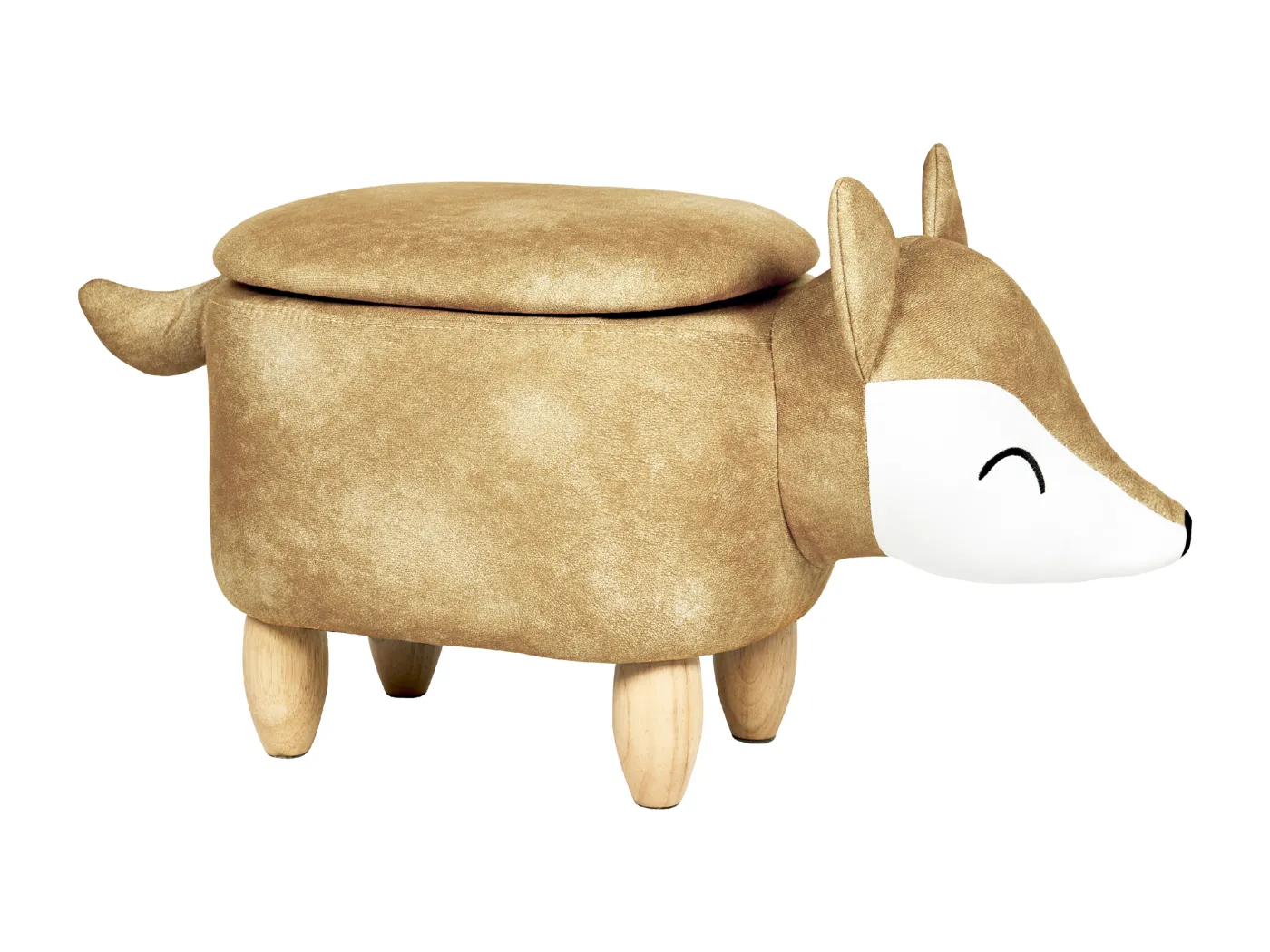 Hocker mit Stauraum für Kinder Tierform Samt orange Holzbeine Modern Fox