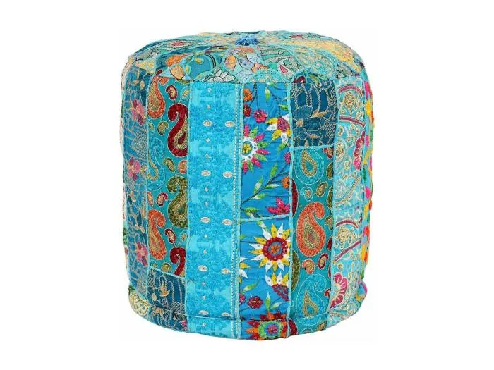Pouf Shanti Tissu Bleu