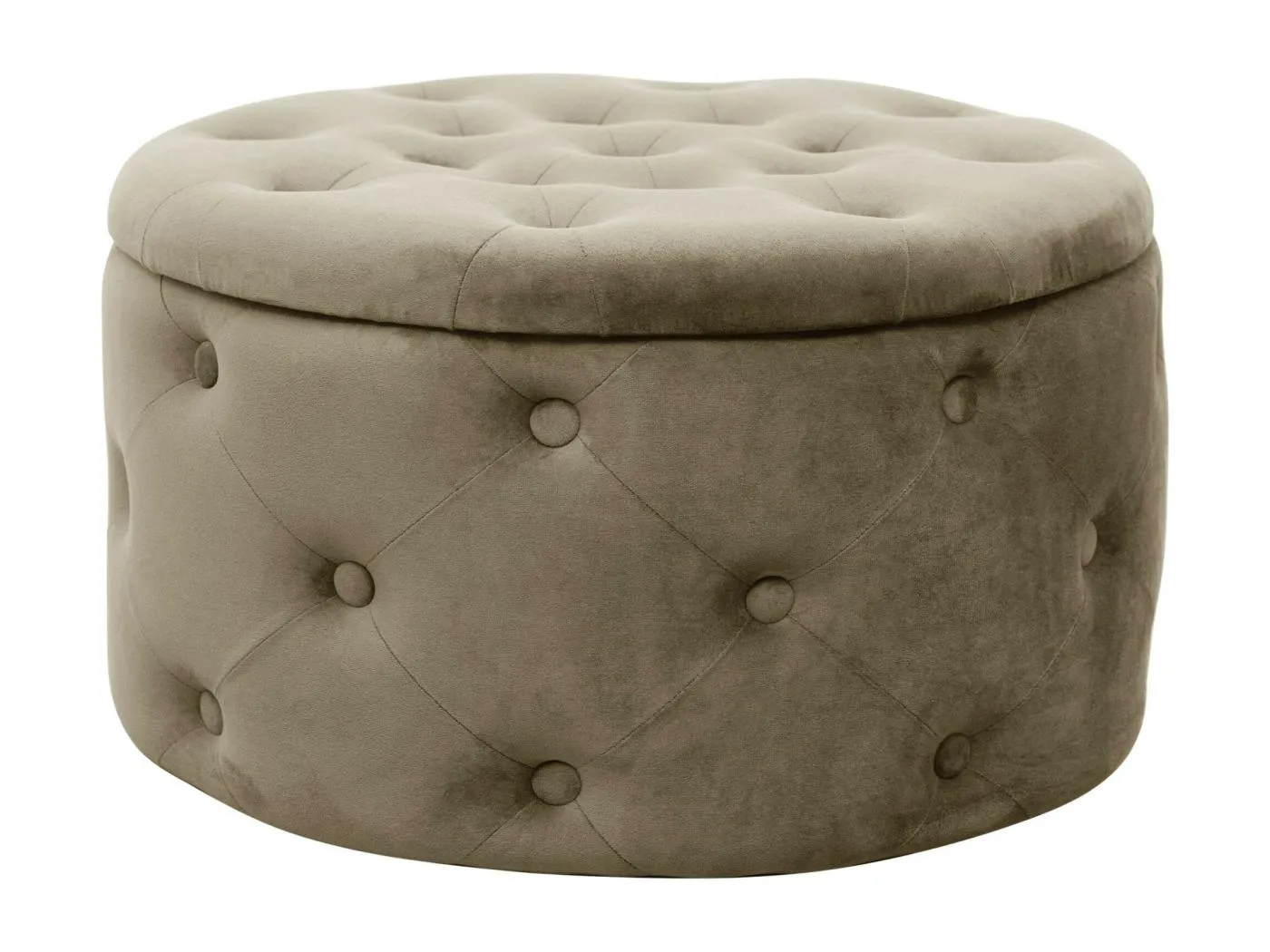 Pouf AKORD ALIA aus Samtstoff mit Stauraum in Beige Durchmesser 55 cm Höhe 30 cm