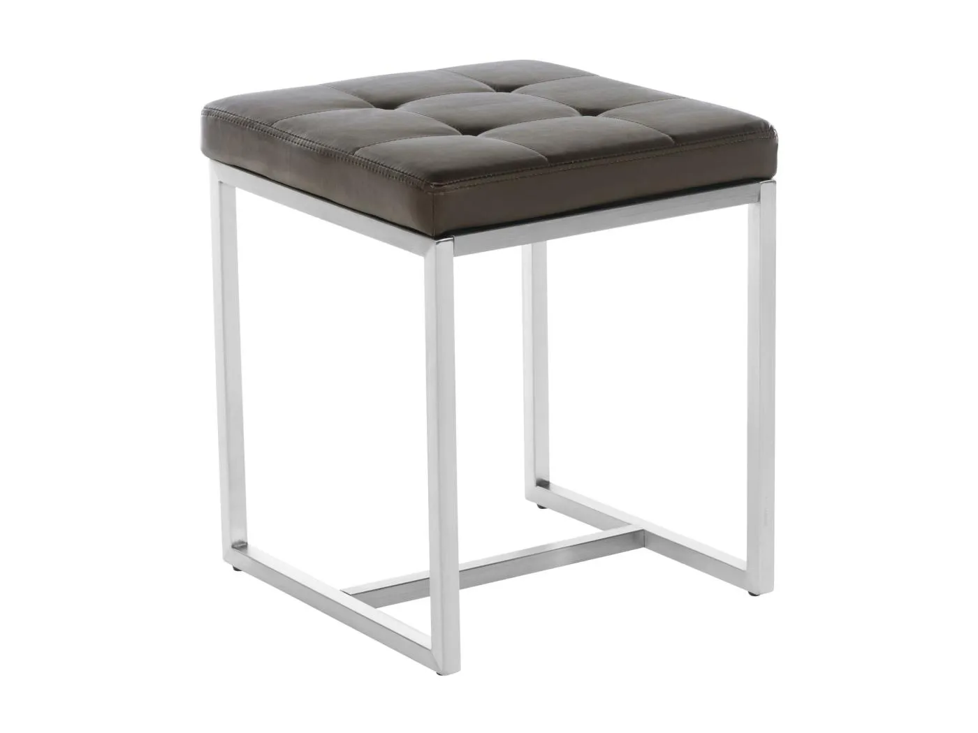 Sitzhocker - Kunstleder & Edelstahl - braun - Barci