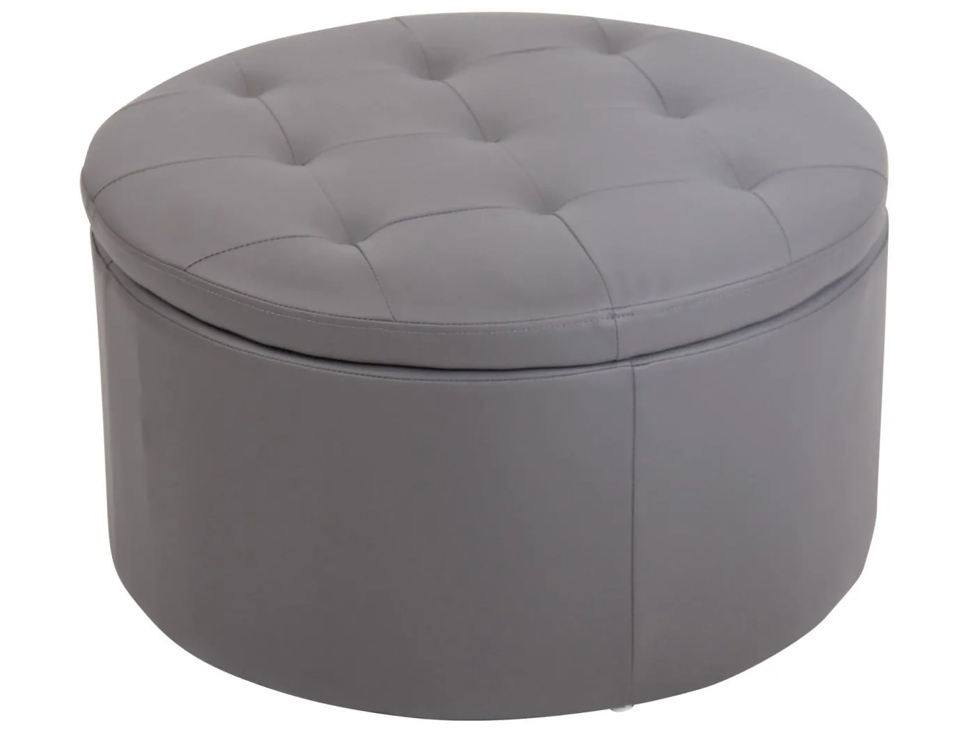 Sitzhocker - Kunstleder & Holz - grau - Evora