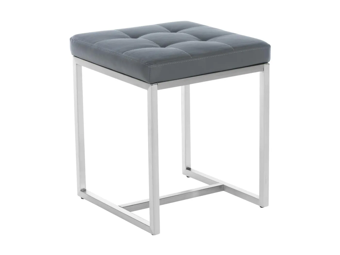 Sitzhocker - Kunstleder & Edelstahl - grau - Barci