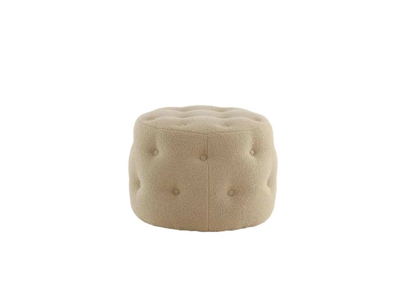 Benjamin Pouf, Hocker Ø55cm Teddystoff beige.