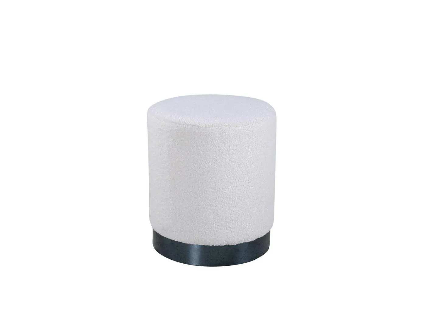 Benji Pouf, Hocker Ø35cm Teddystoff schwarz, weiß.