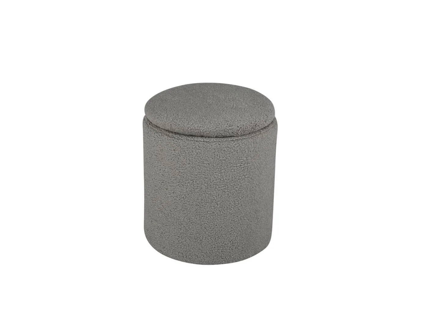 Limpen Pouf, Hocker mit Aufbewahrung Ø32cm Teddystoff grau.
