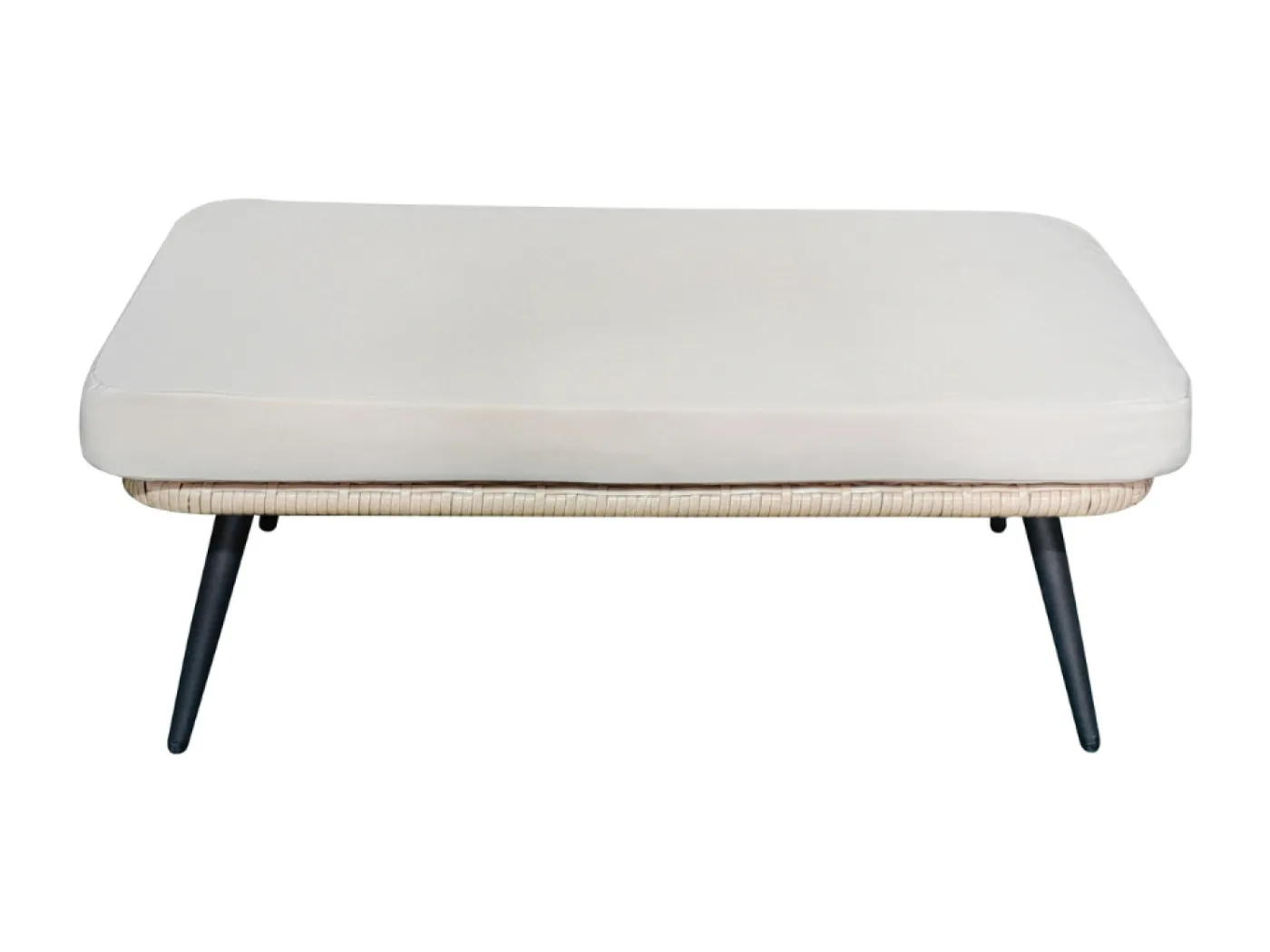 Outdoor-Fußstütze mit beigem Kissen aus Stahl und Rattan Fiorentino