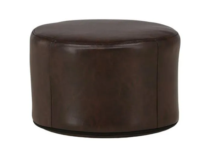 Eastport Pouf, Hocker Ø41cm PU Kunstleder braun.