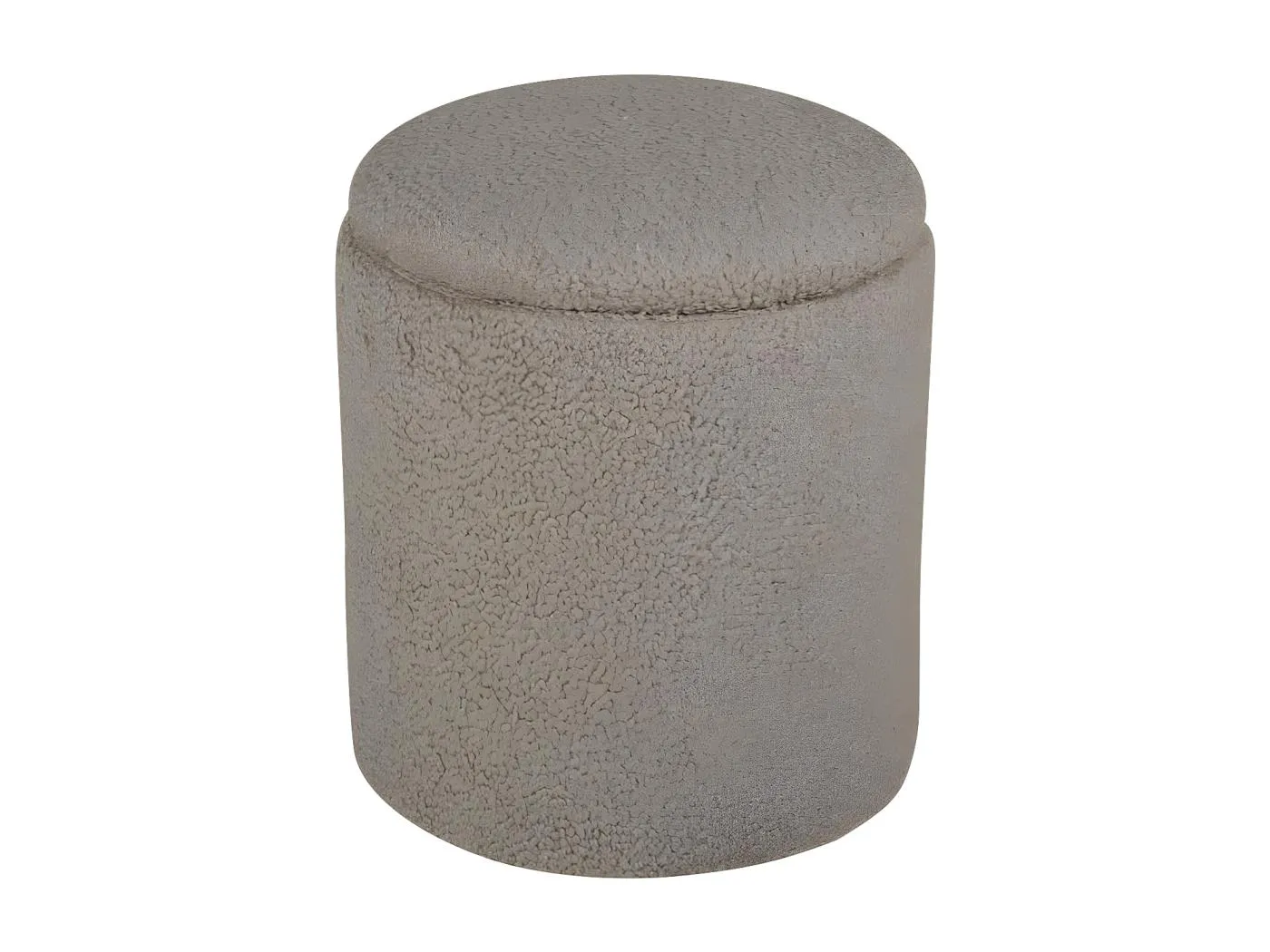 Limpen Pouf, Hocker mit Aufbewahrung Ø32cm Teddystoff beige.