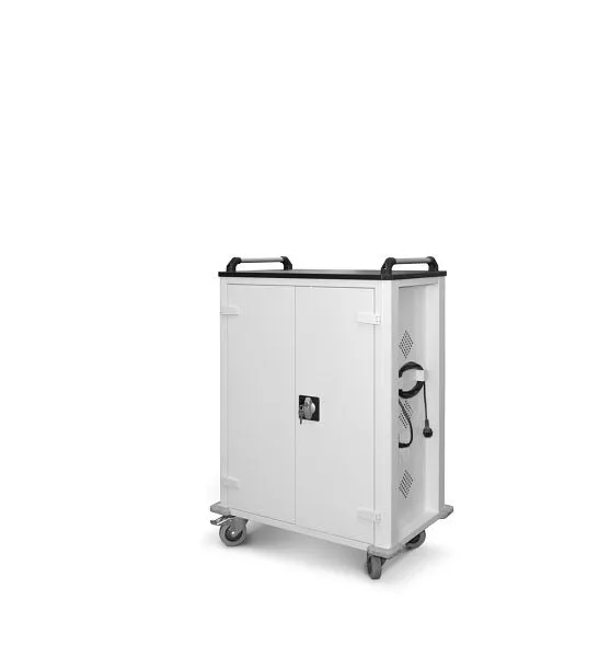 Rotstahl Wagen für 32 Tablets und 1 Laptop mit USB-Panel und Stromanschluss, lichtgrau