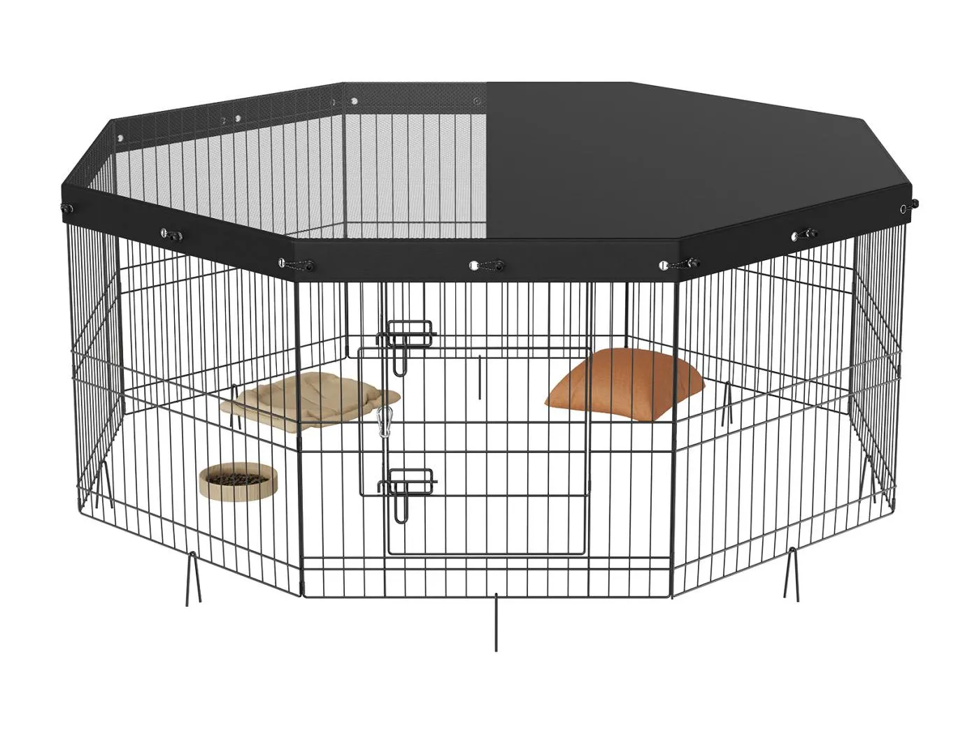 Hundepark SucceBuy Hundelaufstall mit 8 Elementen, 60.96 cm Hoch, Faltbar, Metall, für Hundeauslauf