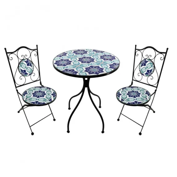 Set 2 Stühle und runder Tisch für draußen Mors