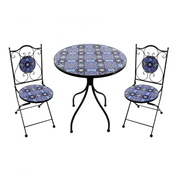 Set 2 Stühle und runder Tisch für den Außenbereich Nox