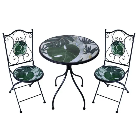 Set 2 Stühle und runder Tisch für den Außenbereich Tellus