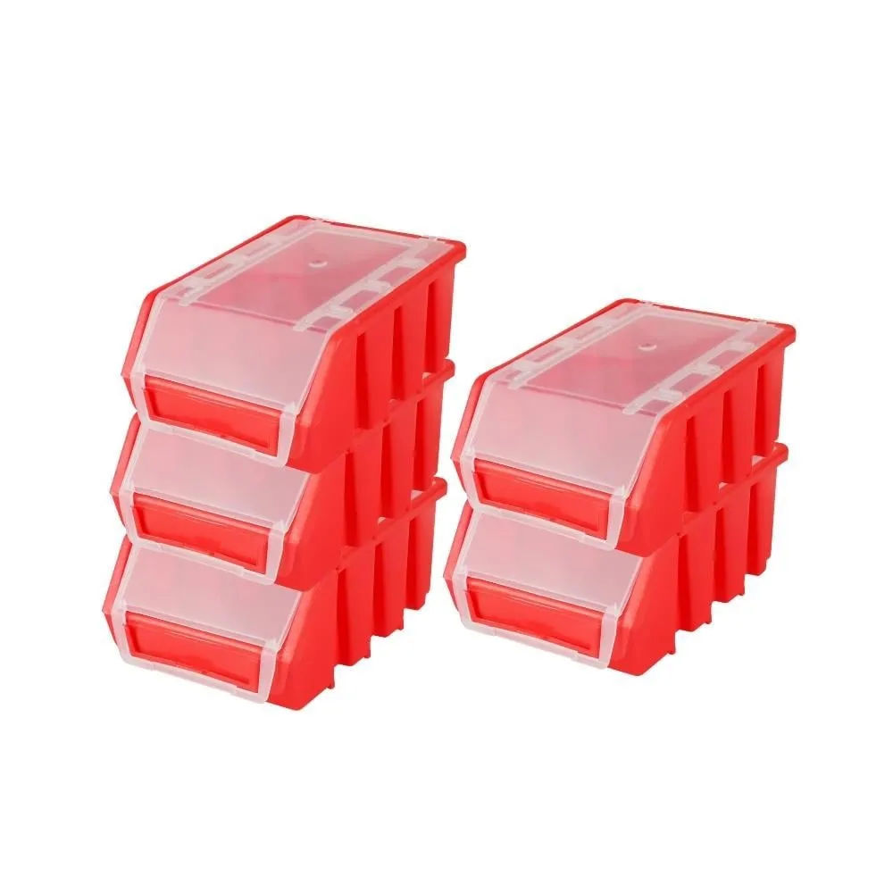 SuperSparSet 5x Sichtlagerbox 2 mit Deckel | HxBxT 7,5x11,6x16,1cm | Polypropylen | Rot