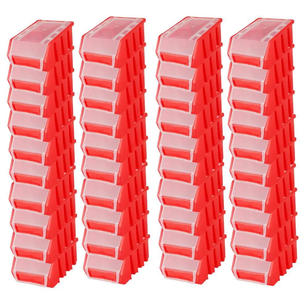 SuperSparSet 40x Sichtlagerbox 2 mit Deckel | HxBxT 7,5x11,6x16,1cm | Polypropylen | Rot