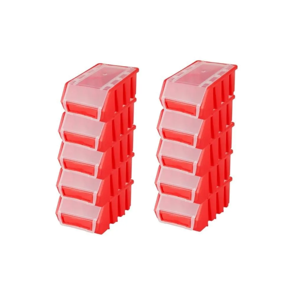 SuperSparSet 10x Sichtlagerbox 2 mit Deckel | HxBxT 7,5x11,6x16,1cm | Polypropylen | Rot