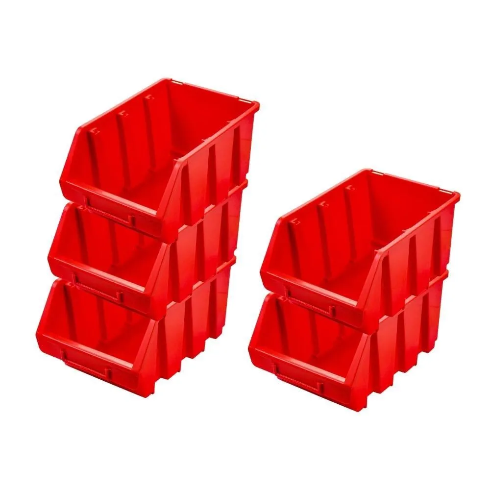 SuperSparSet 5x Sichtlagerbox 3 | HxBxT 12,6x17x24cm | Polypropylen | Rot