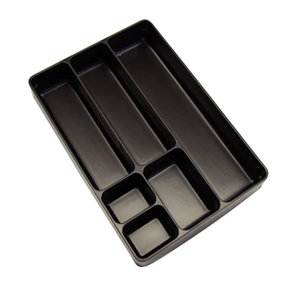 Einleger/Einteiler für Sortierkästen mit 6 Fächer | HxBxT 4,5x22x31cm | Schwarz