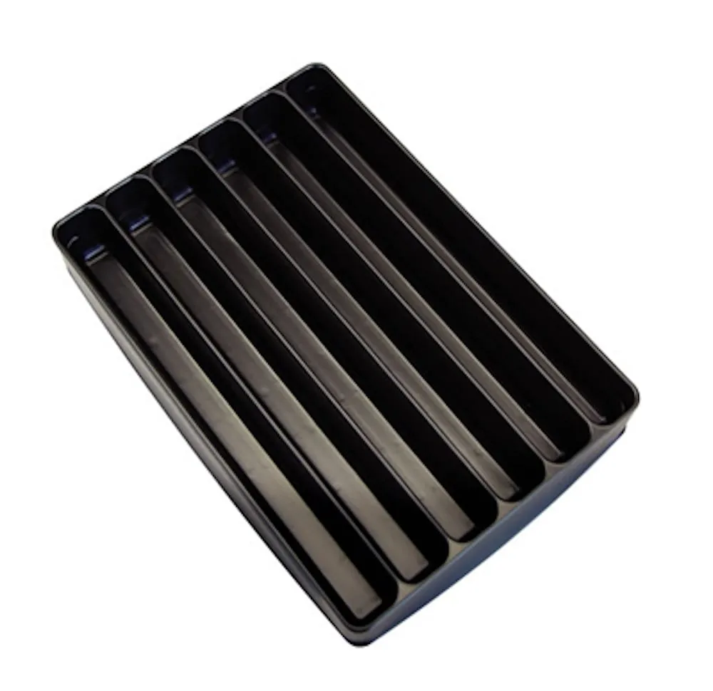 Einleger/Einteiler für Sortierkästen mit 6 Fächer gleichlang | HxBxT 4,5x22x31cm | Schwarz