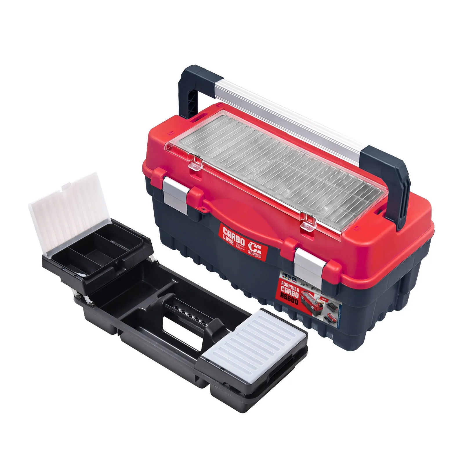 Werkzeugkoffer M | HxBxT 27x55x28cm | Polypylen | Schwarz/Rot