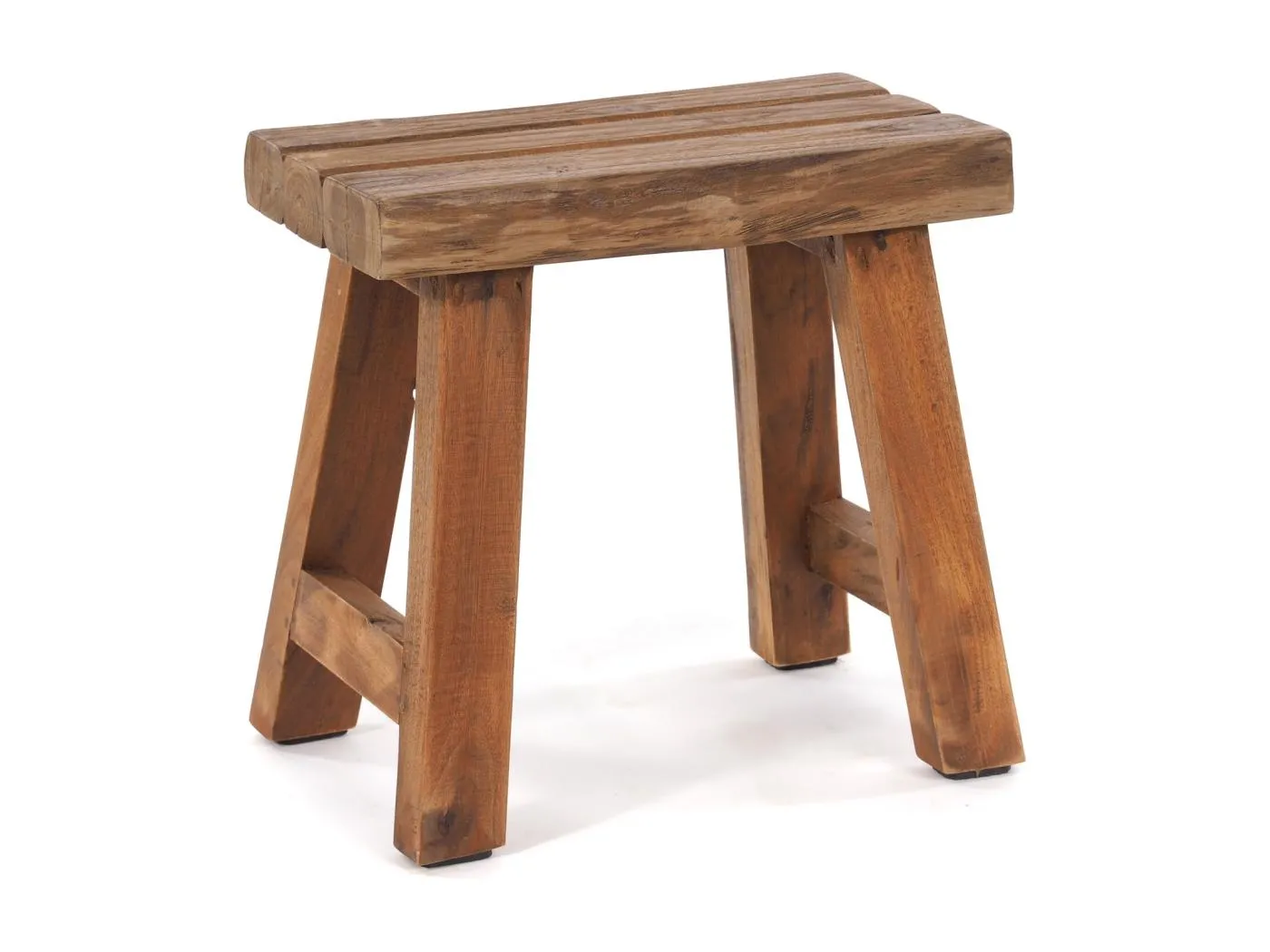 SITZHOCKER Rustic Teakholz massiv 01 natur-vintage